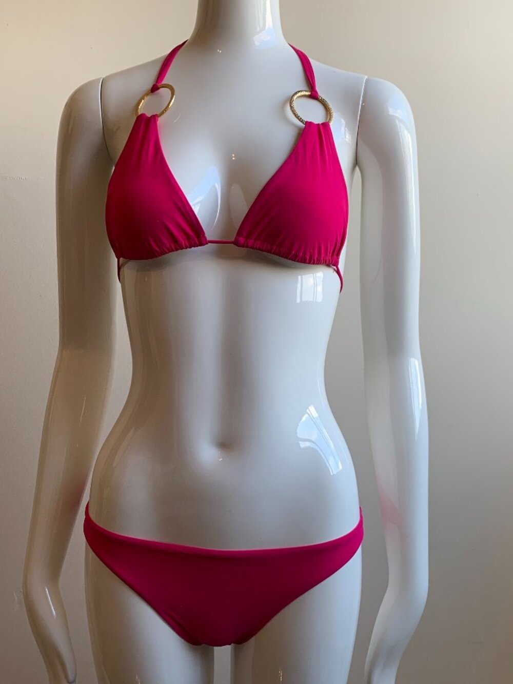 Sauvage california hot pink gold ring triangle top bikini